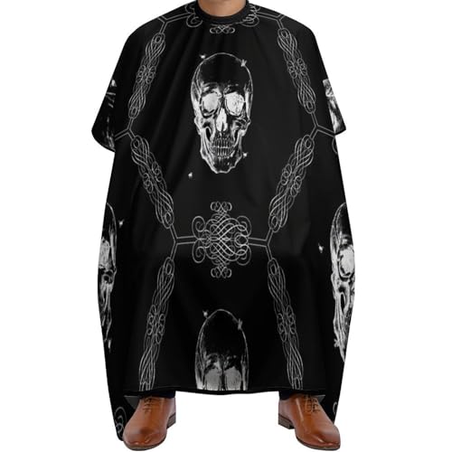 Cape de barbier pour éviter les cheveux dans le cou peignoir tête de mort