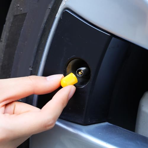 Image of Outus 20 Pack Tyre Valve Dust Caps for Car, Motorbike, Trucks, Bike, Bicycle (Yellow)