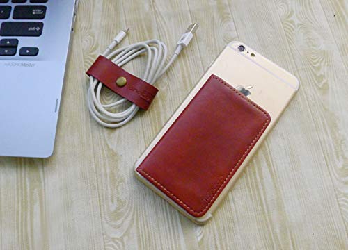 Image of Tainada Stick On 3M Adhesive Flip Card Holder Multi-Card Slot Wallet ID, Credit Card Cash with Phone Stand Function for Apple iPhone, Samsung Galaxy, Android Cell Phones + Bonus Cord Wrapper (Brown)