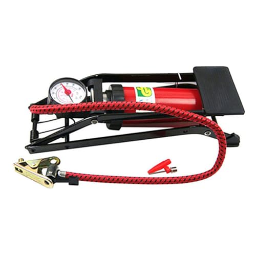 lurrose 高圧フットペダル式車載ヤフロアポンプ 多機能バルブ対応 自動車 自転車 バイク用 空気圧ゲージ付き 滑り止めペダル設計