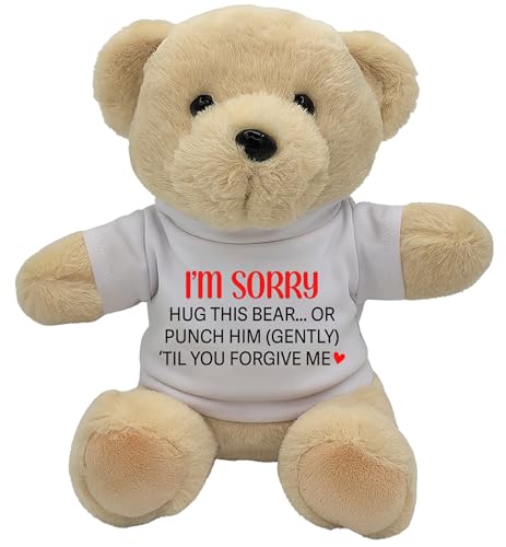 Coveted Goods Im Sorry Teddy Bear Funny Apology Gift for Girlfriend or Wife Cute Stuffed Animal That Says Im Sorry Hug or Punch This Bear Until You Forgive Me