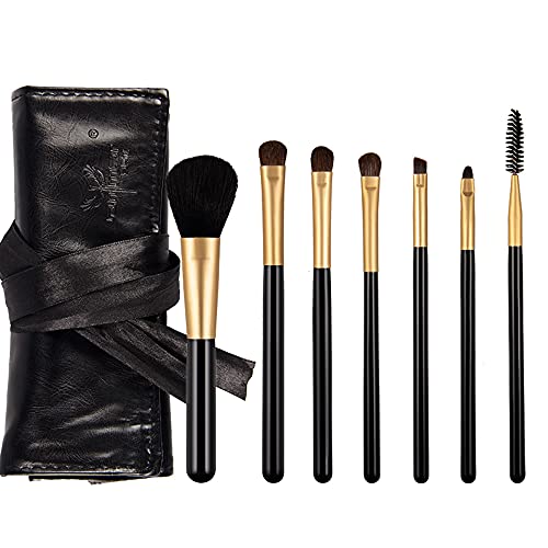 Anmor 7PCs Eyeshadow Brush Set, Professional Eye Makeup Brushes for Eyeshadow Eyebrow Eyeliner Eyelash Contour Blush, Premium Eye Shading Blending Brush Kit with Storage Bag