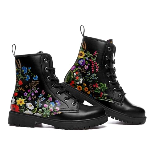 Fashion Floral Ankle Boots for Women Stylish Comfort Combat Bootie Gift Lightweight Waterproof Durable Winter Footwear2