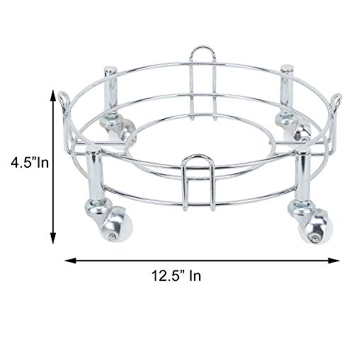 Image of Heavy Stainless Steel Gas Cylinder Trolley with Wheel | Gas Trolly | Lpg Cylinder Stand | Gas Trolly Wheel |Cylinder Trolley with Wheels | Cylinder Wheel Stand Gas Cylinder Trolley (Silver)