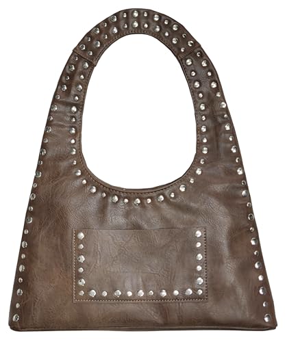 Image of Molodo PU Leather Hobo Bag for Women Vintage Studded Tote Bag Handbag Trendy Shoulder Bag Punk Streetwear Handbag Purse