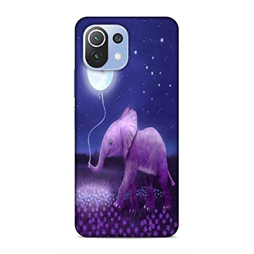 Image of Printed Mobile Back Hard Case Cover for Xiaomi Redmi 11 Lite /Xiaomi Redmi 11 Lite 5G / Xiaomi 11 Lite NE 5G | Animal Love, Cute Baby Elephant, Moon Balloon, Night Love -2200