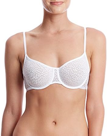 DKNY Women's Modern Lace Unlined Demi Bra, Poplin White, 34DD