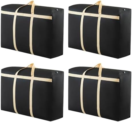 4 Pack Waterproof Oxford Moving Bags, Heavy Duty Extra Large Storage Bags, Storage Totes Packing Bags with Strong Handles for Moving, College Dorm, Traveling,Comforters, Clothes, Bedding