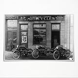 Vintage Motorcycle Black and White Photograph Poster Canvas Wall Art HD Picture Modern Office Living Room Background Wall Home Decor Unframed12x8inch