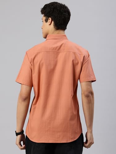 Image of Majestic Man Men's Pure Cotton Dobby Weave Checks Slim Fit Half Sleeve Casual Shirt