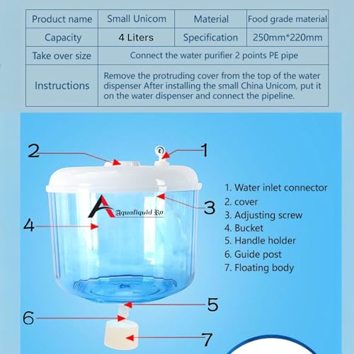 Image of 4L Water Dispenser Plastic Jar with Float Valve, RO ABS Food Grade, Leakproof Water Bottle for Home & Office Use | Water Dispenser Pot, 4 Liter, Blue, White