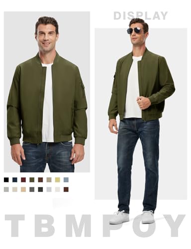 Image of TBMPOY Men's Windproof Bomber Jackets Lightweight Track Jackets Windbreaker Outdoor Golf Fashion Coat