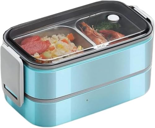 CokBluお弁当箱 大容量 1400ml 二段式 ステンレス鋼 漏れ防止 電子レンジ対応 おしゃれデザイン 軽量 ランチボックス 日常通勤・出張・学生向け