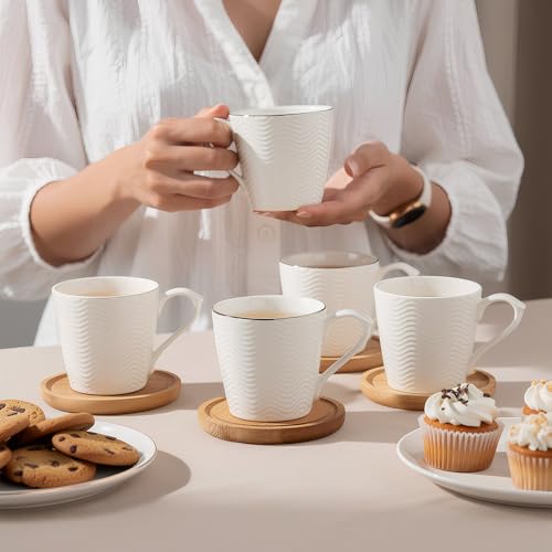 Image of U.P.C. Ceramic Tea Cups Set of 6| Microwave & Dishwasher Safe Cup Set of 6 for Tea & Coffee | Premium Coffee Mugs Set of 6 | Stylish Cups for Home & Office with Bone-Ash Free-150ml.