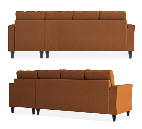 Image of Adorn India Maddox Tufted L Shape 6 Seater Sofa Set RHS (Rust) (3 Year Warranty)