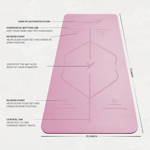 Image of JASPO Ease Yoga Mat 6mm Extra Wide with Carry Strap & Bag, Non-Slip Anti-Skid Exercise Mat, Non-Toxic Latex-Free, Lightweight & Tear-Resistant Workout Mat for Yoga, Pilates, Meditation & Home Gym (6ft X 2.62ft) (Dark Pink)