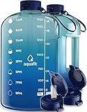 AQUAFIT Half Gallon Water Bottle With Times To Drink - 64 oz Water Bottle With Straw - Water Jug -...