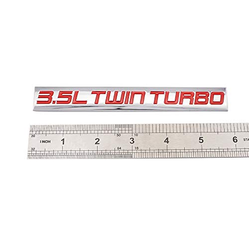 Image of 2PCS 3D 3.5L Twin Turbo Emblem Chrome Finish Metal Emblem Badge Fender Trunk Car Decal Sticker (Red)