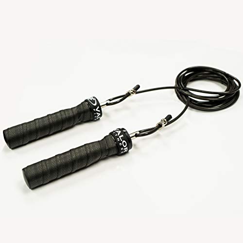 Valor Fitness Adjustable Speed Rope - Speed Jump Rope with Ball Bearings and Non-Kinking Cable – Ideal for Cross Training and Other High Intensity Workouts with Skipping Rope