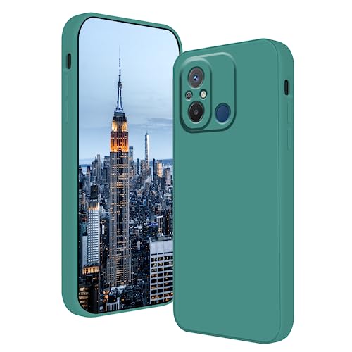 Coque en silicone liquide Redmi 12C antichoc vert foncé douce