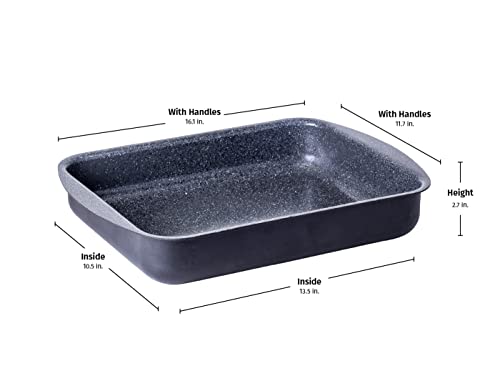 Ceramic Coated Roasting Pan/Lasagna Pan - With Natural Nonstick Coating, Safe For Stovetop And Oven Use / 14 X 10.5 X 2.7 Inch #TOP3
