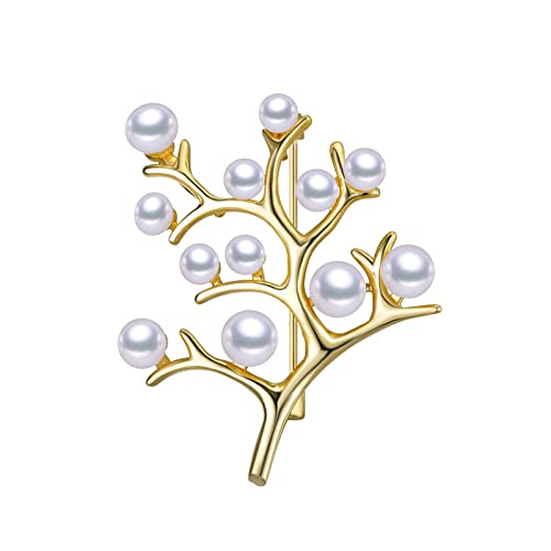 Golden Tree Of Life Elegant Pearl Brooch #TOP30