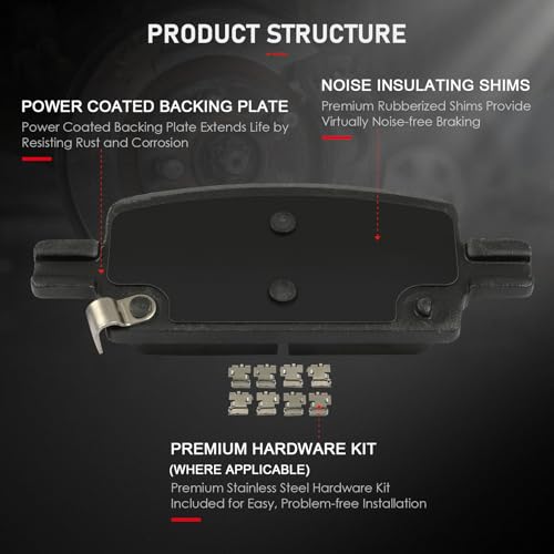 Image of cciyu D2173 & D2174 Front & Rear Ceramic Disc Brake Pads Kit Fit For Cadillac For Escalade For Escalade ESV 2021-2024,For Chevy For Silverado 1500 2019-2024,For Silverado 1500 LTD 2022
