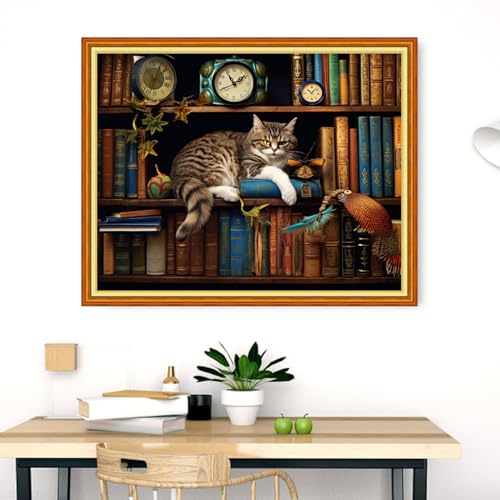 Image of Dimensean Stamped Cross Stitch Kits Full Range of Embroidery Patterns Starter Kits for Beginners Adult DIY Cross Stitches Needlepoint Kits 11CT-Sleepy Cats 16x20 inch