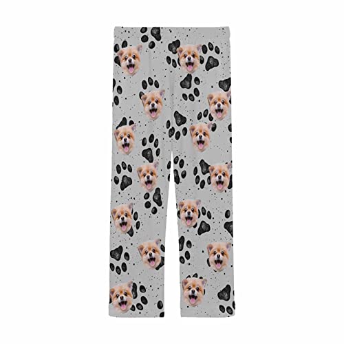 Personalized Photo Face Pajama Pants for Men Custom Hand Painting Dog Paw Pajama Sleepwear Bottoms with Pockets4