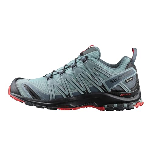 Salomon Men’s XA PRO 3D Gore-Tex Waterproof Trail Running Shoes - Lead/Black/Barbados Cherry -...