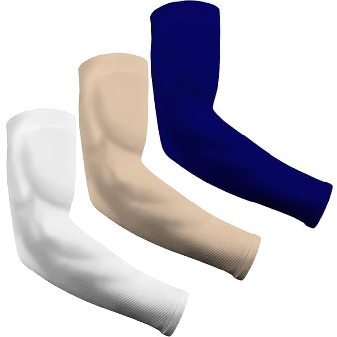 Image of INNERSTYLE Cotton Full Arm Sleeves Men Women for Summer UV Tan Protection Hand Shocks for Boys Hand Cover Arm Sleeve for Bike Riding Cycling, Skin White Blue, Pair of 3