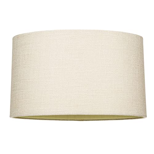 Contemporary and Sleek Cream Linen Fabric Oval Lamp Shade 60w Maximum | 30cm Width | for Table Lamp, Wall or Pendant Light Fitting | Inner Cotton Lining by Happy Homewares