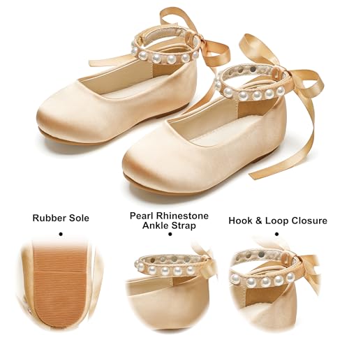 Image of Felix & Flora Girls Toddler Little Ballet Shoes - Flower Girls Mary Jane Flats Dress Shoes Party Wedding