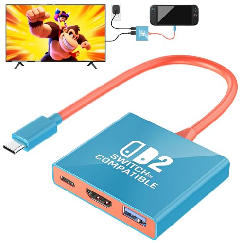 [Switch 2/1/OLED Compatible] Switch 2 TV Adapter Dock with 4K/60Hz HDMI 2.0A PD 100W USB 3.0 Port Nintendo 2 HDMI Adapter