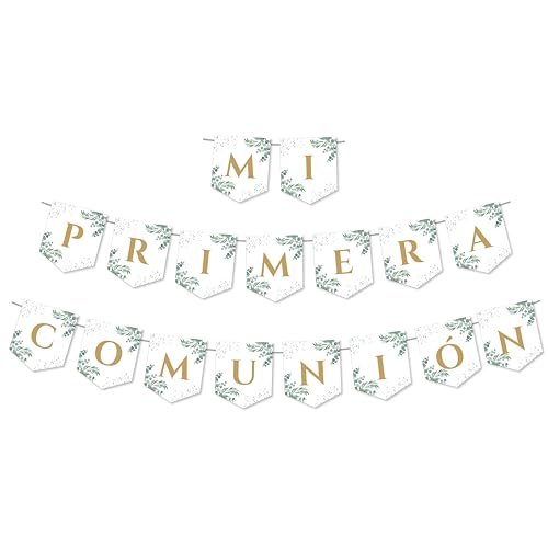 Grinalda de bandeirinhas a minha primeira comunhão, papel de casal 200 g, decoração para cerimónia, 12,5 x 15 cm