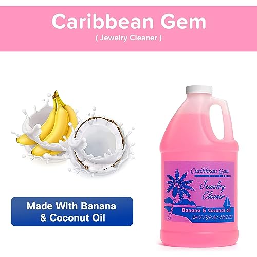Caribbean Gem Banana & Coconut Oil Jewelry Cleaner (1/2 Gallon Refill) - Jewelry Cleaning Solution Gallon For All Gold, Silver, Diamonds, Rings, Gems & Precious Stones #TOP1