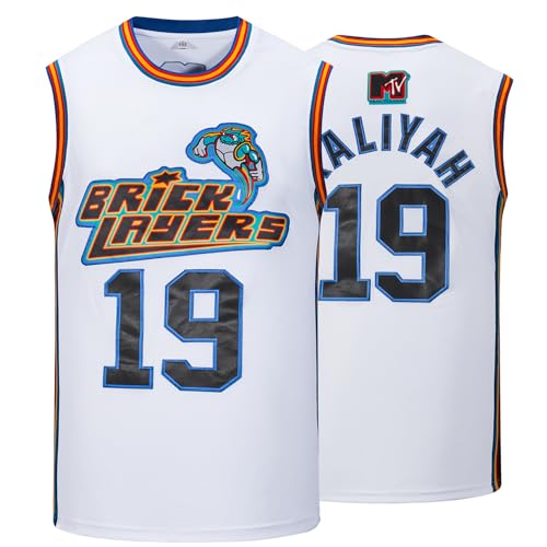 Photo de Afuby Aaliyah Jerseys 19 Bricklayers Rock N Jock 90s Hip Hop Maillot de basket-ball pour homme, blanc, Taille XL