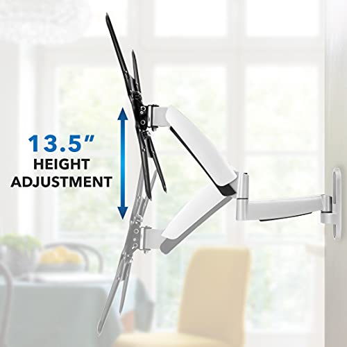 Mount-It! Height Adjustable Tv Wall Mount Bracket With Counterbalance Gas Spring Arm - Full Motion Articulating Design Fits Flat Screens Displays Up To Vesa 400X400 Mm And 44 Lbs - Silver #TOP1