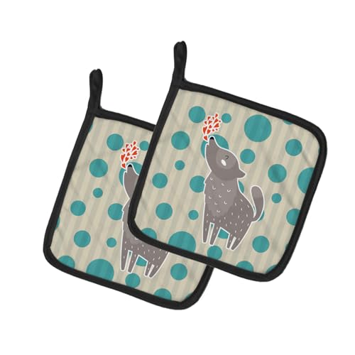 Par de agarraderas de lobo Caroline's Treasures BB6752PTHD multicolor de 7,5 x 7,5 cm 2