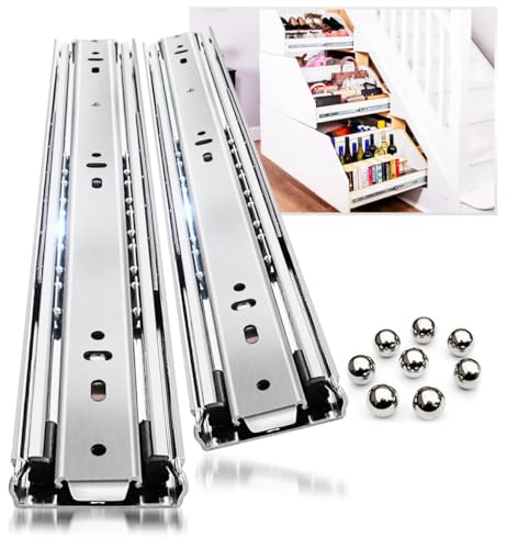Heavy Duty Drawer Runners Slides Full Extension 250 300 350 400 450 500 550 650 700 800 850 900 950 400mm Ball Bearing Rails Track Guide Glides 68kg 1pair (Without Lock, 12 inch(300mm))