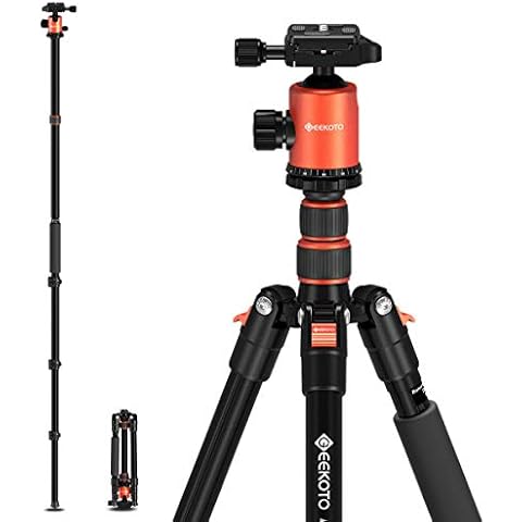 GEEKOTO 77’’ Tripod, Camera Tripod for DSLR, Compact Aluminum Tripod with 360 Degree Ball Head and 8kgs Load for Travel and Work Cover