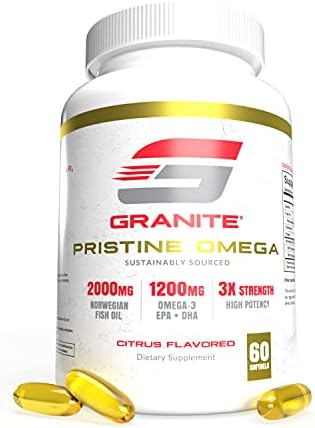 Granite Pristine Omega-3 Supplement, 2000mg Norwegian Fish Oil Supplements with EPA & DHA, Supports Joint, Heart, Brain, & Mood, Sustainably Sourced, Purity Tested (60 Softgels)