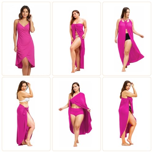Image of PALAY Beach Wear Dress for Women Stylish Solid Spaghetti Strap Wrap Swimsuit Cover Up Lightweight Sarong Beach Outfits for Women