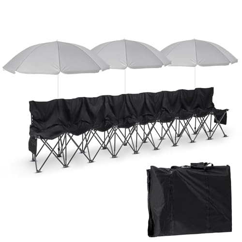 Cinnvoice 9-Seat Folding Soccer Bench with Umbrella