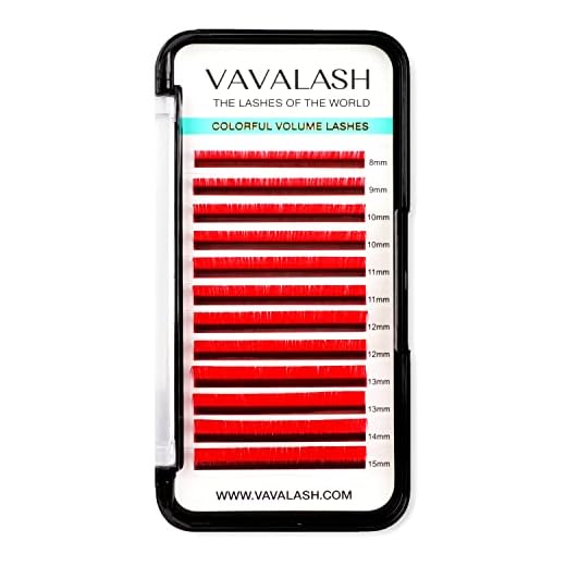 Colored Lash Extensions 0.07mm D Curl Red Individual Volume Lashes Extensions 8-15 Mix Length Color Eyelash Extensions for Salon (Red 0.07-D, 8-15mm)