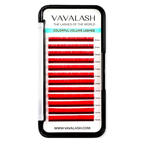 Image of Colored Lash Extensions 0.07mm D Curl Red Individual Volume Lashes Extensions 8-15 Mix Length Color Eyelash Extensions for Salon (Red 0.07-D, 8-15mm)