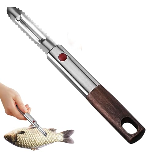 Herramienta descalcificante para peces, descalcificador de peces - Dispositivo para eliminar escamas dentadas de acero inoxidable de doble cara - Pelador multifuncional para raspar l