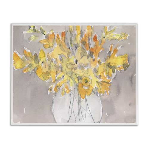 'Modern Yellow Petals Blossoms Floral'| Framed Giclee Art