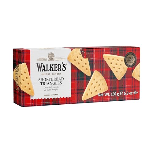Image of Walkers Butter Shortbread Biscuits Triangles | Classic Scottish Shortbread Cookies | Eggless, No Added Preservatives, No Artificial Colors or Flavours, 5.3 oz / 150g (Pack of 3)