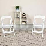 Flash Furniture 4 Pack HERCULES Series White Wood Folding Chair with Vinyl Padded Seat